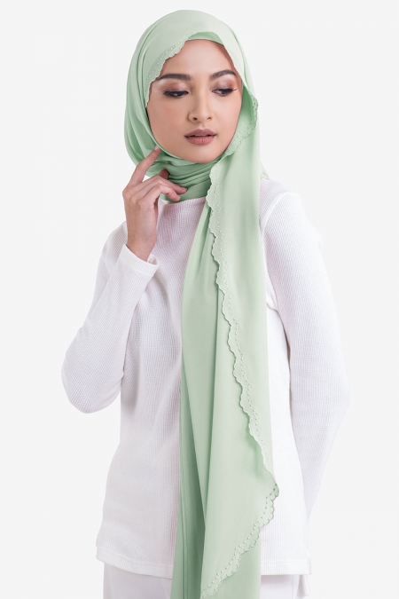 Ruvel Embroidered Scallop Headscarf - Seafoam