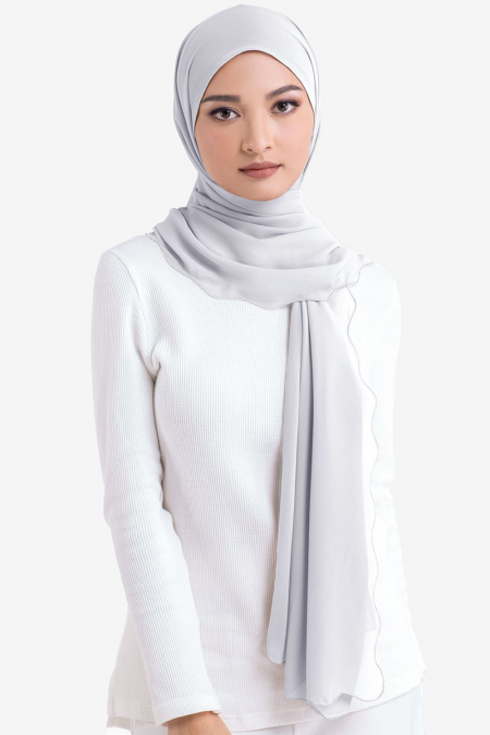 Maevery Scallop Headscarf - Light Grey