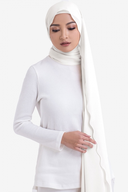 Maevery Scallop Headscarf - Off White