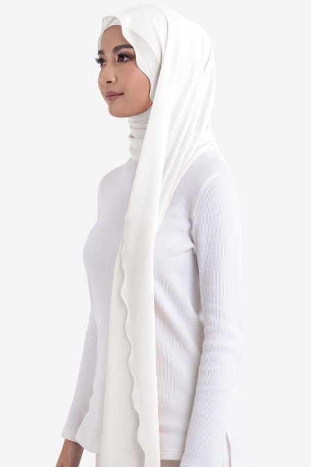 Maevery Scallop Headscarf - Off White