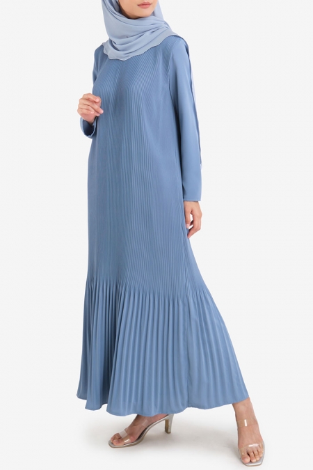 Ceejay Pleated Maxi Dress - Blue Fog