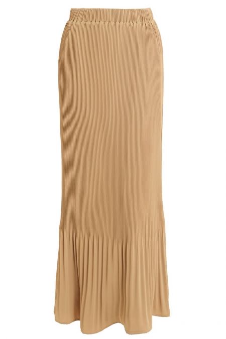 Alishba Pleated Maxi Skirt - Latte