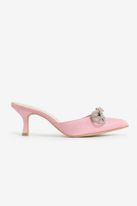 Holly Bow Mules - Blush