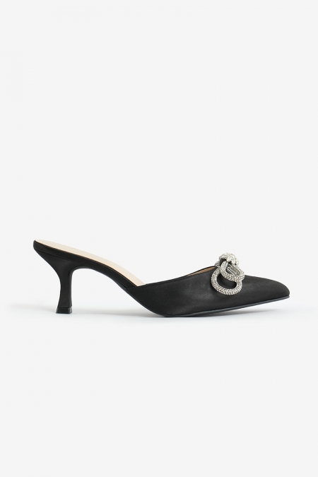Holly Bow Mules - Black