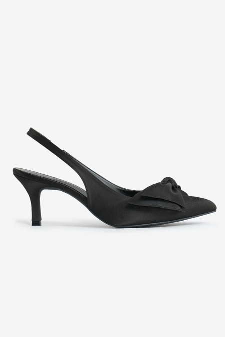 Maya Bow Slingback Heels - Black