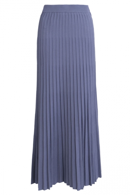 Sufiya Ribbed Knit Skirt - Lake Blue