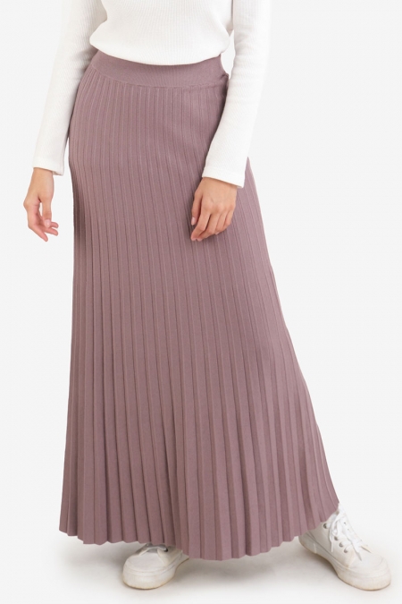 Sufiya Ribbed Knit Skirt - Lilac Grey