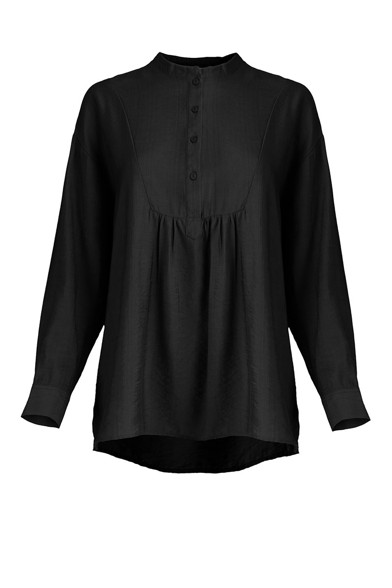 Nixon Henley Blouse - Raven - Poplook.com