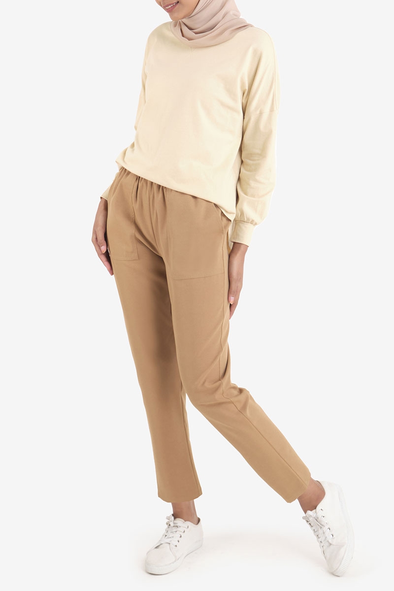 calvyn tapered pants camel brown