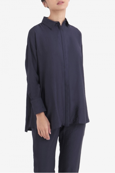 Sumeya Front Button Shirt - Navy