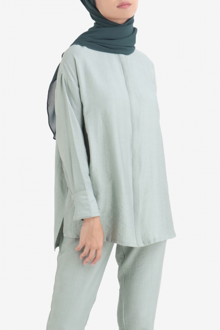 Sumeya Front Button Shirt - Dusty Jade