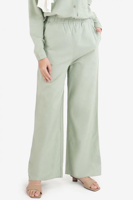 Eldana Wide Legged Pants - Soft Green