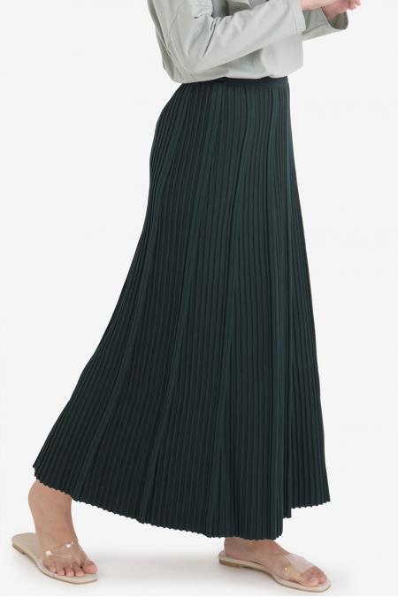 Lansey Ribbed Knit Skirt - Deep Green