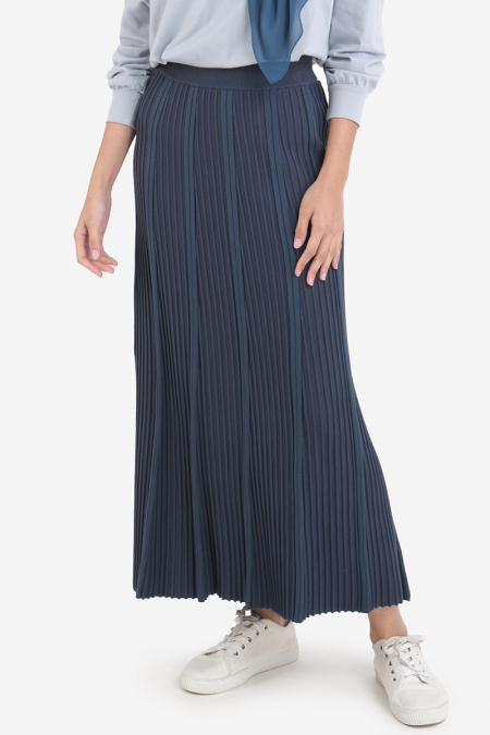 Lansey Ribbed Knit Skirt - Deep Blue