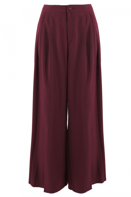 Janaiya Wide Legged Pants - Deep Mahogany