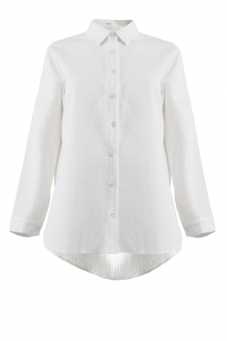 Rida Embroidered Front Button Shirt - White