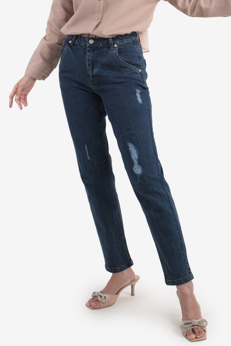 COTTON Carson Tapered Rip Jeans 3.0 - Dark Wash