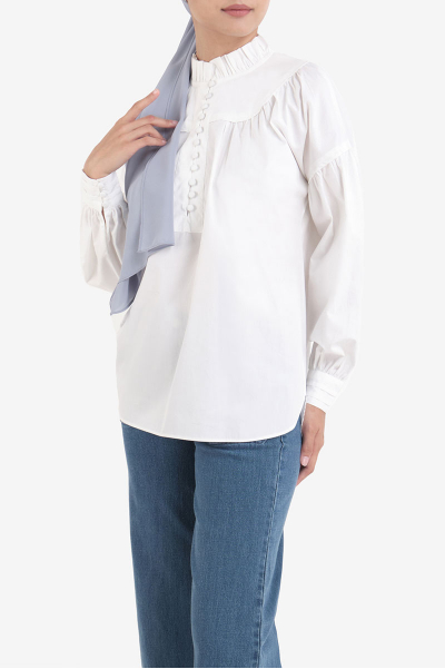 Japleen Frilled Neck Henley Blouse