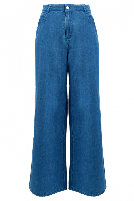 COTTON Melrose Wide Legged Jeans - Medium Wash