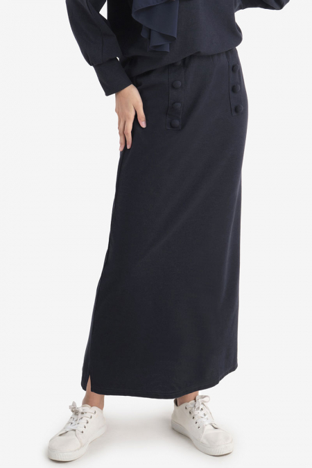 Amreen Waffle Knit Elastic Waist Skirt - Eclipse
