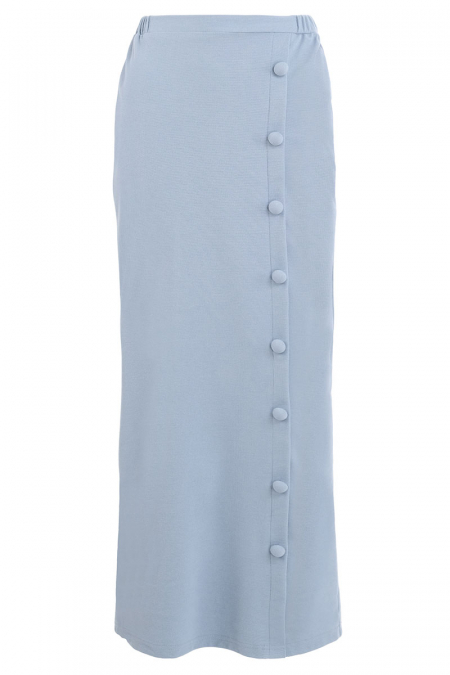 Caliana Waffle Knit Faux Button Skirt - Blue Bell