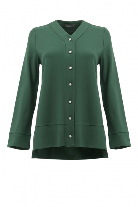 Keiza Front Button Blouse - Pine Green