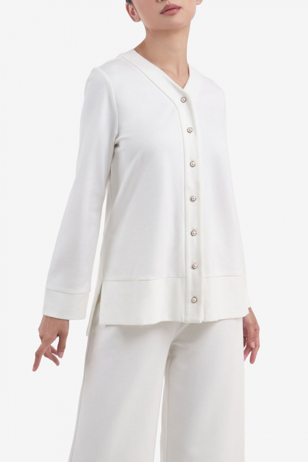 Keiza Front Button Blouse - White