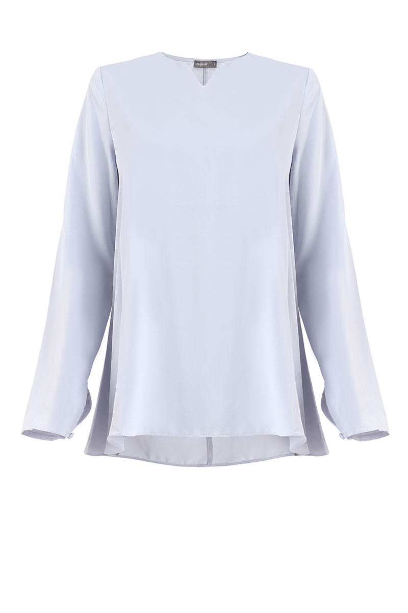 Riyana Flared Blouse - Ice Blue - Poplook.com