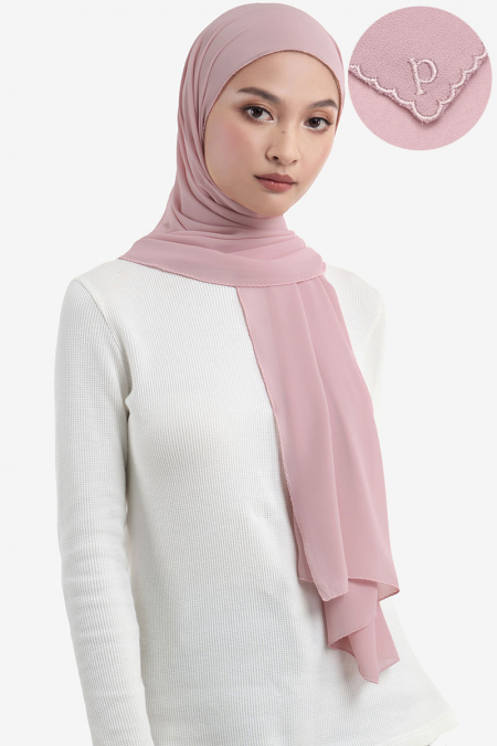 Maisy Scallop Embroidery Headscarf - Wild Rose