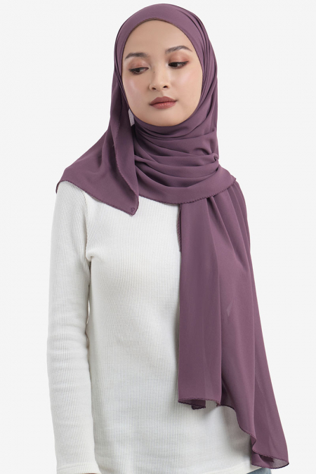 Maisy Scallop Embroidery Headscarf - Elder Berry