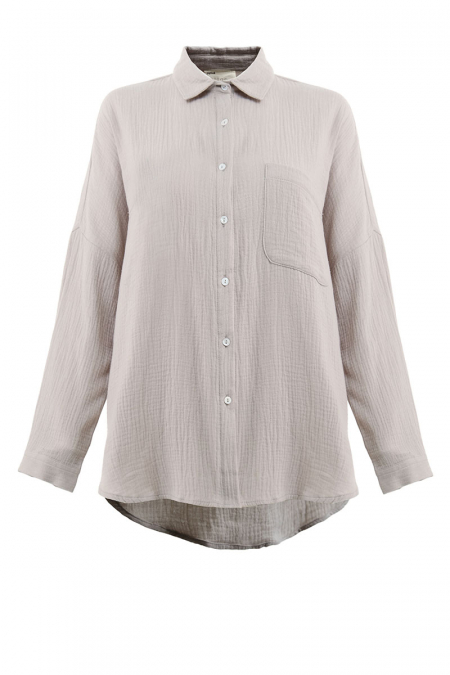Linaya Front Button Shirt - Light Grey