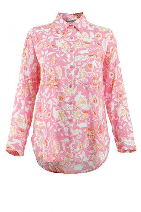 Jolena Front Button Shirt - Pink Garden