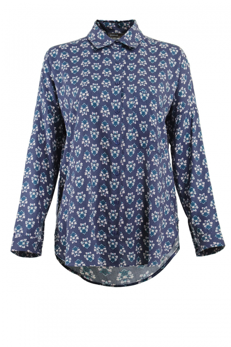 Jolena Front Button Shirt - Navy Bouquet