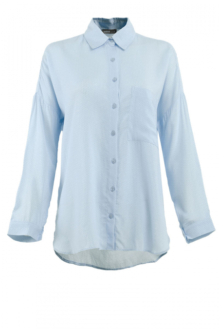 Jolena Front Button Shirt - Light Blue Flowers