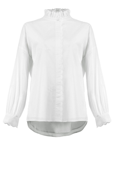 Ricaela Frilled Neck Embroidered Blouse