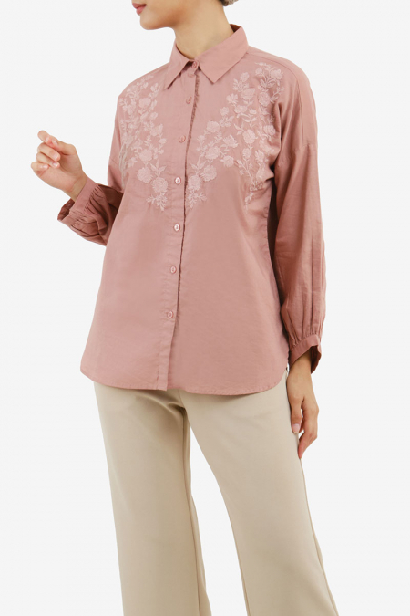 Pheonix Front Button Shirt - Dusty Coral