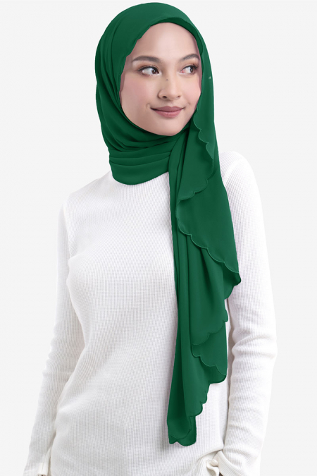 Leily Scallop Chiffon Headscarf - Sea Green