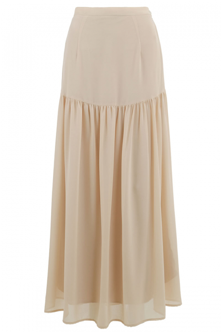Melur Gathered Hem Skirt - Beige