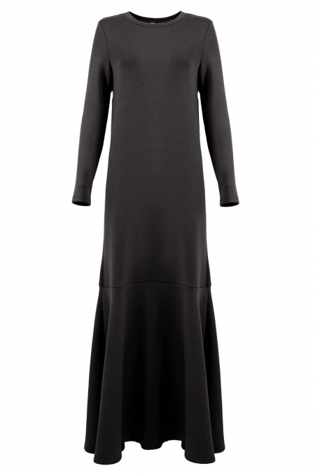Emmalina Fluted Hem Dress - Black