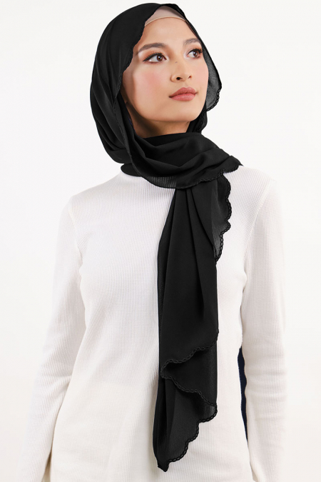Marshanna Embroidered Headscarf - Black