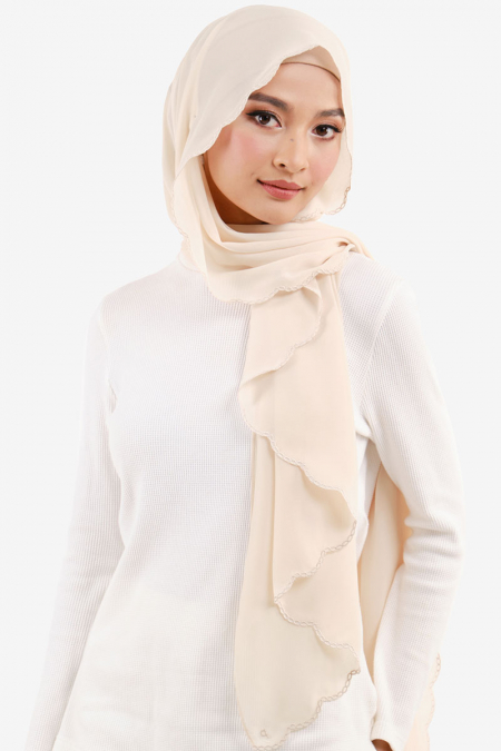 Marshanna Embroidered Headscarf - Oat Milk