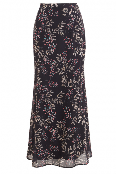 Muminah Mermaid Chiffon Skirt - Black/Cream Floral