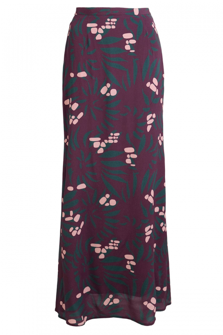 Wasfia Mermaid Rayon Skirt - Mulberry Floral Art