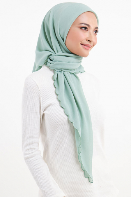Leaya Bawal Scallop Headscarf - Dusty Jade