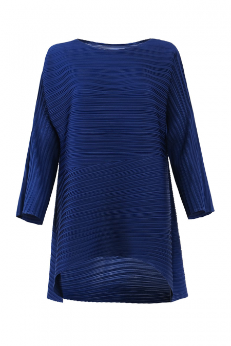 Raynaya Pleated Hi-Lo Blouse - Eclipse