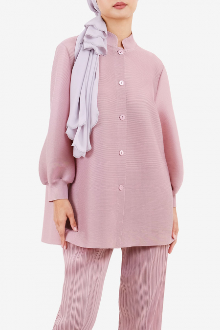 Starlyn Pleated Front Button Blouse - Wild Rose