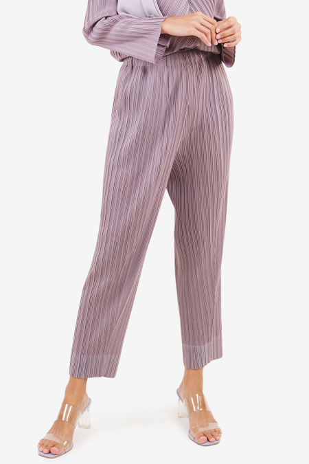 Lijana Pleated Elastic Waist Pants - Deep Lavender