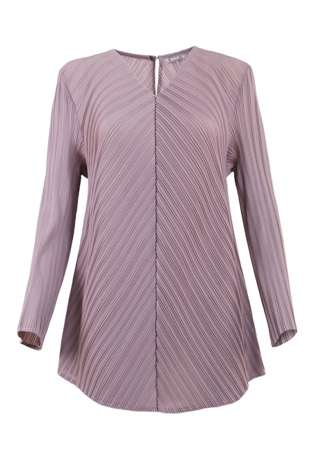 Elishka Pleated V-Neck Flare Blouse - Deep Lavender