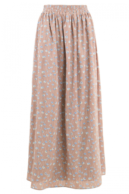 Daisey A-Line Skirt - Taupe Floral