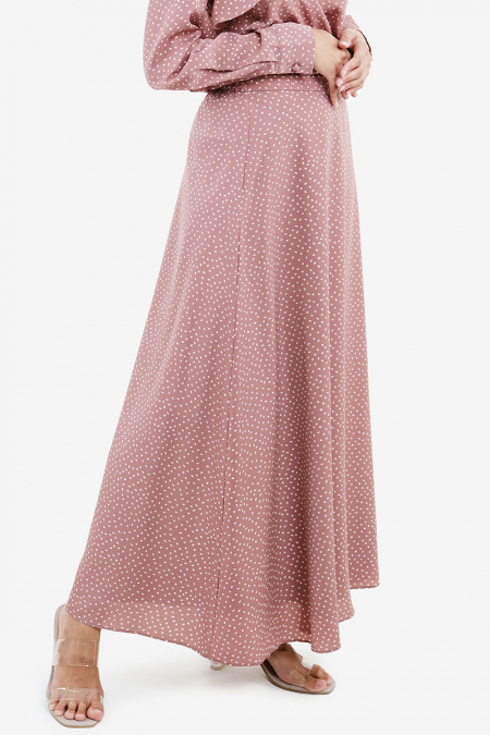 Breelyn A-Line Skirt - Dusty Pink Dots